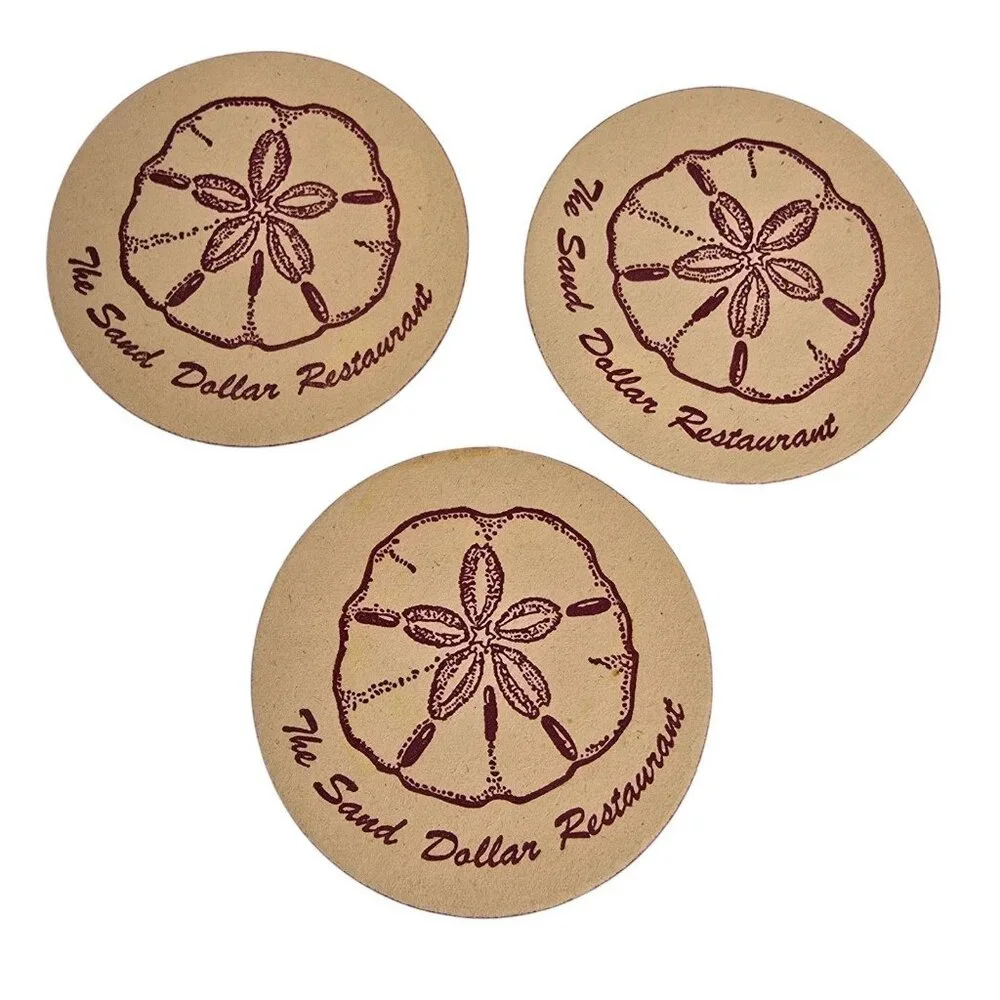 Vintage Bar Coasters Sand Dollar Restaurant Bar Ephemera Barware Seaside Beach